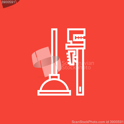 Image of Pipe wrenches and plunger line icon.