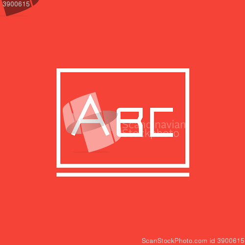 Image of Letters abc on blackboard line icon.