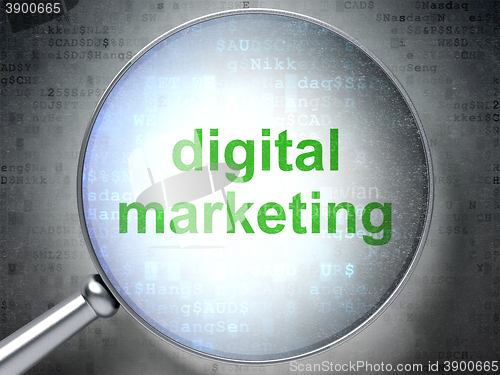 Image of Advertising concept: Digital Marketing with optical glass