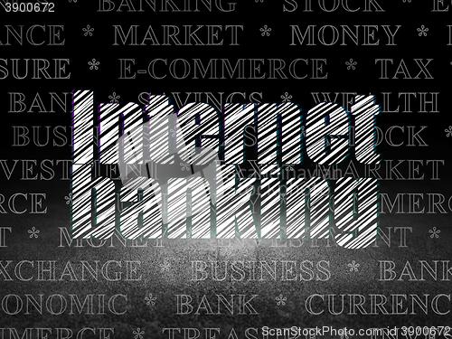 Image of Currency concept: Internet Banking in grunge dark room