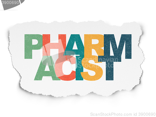 Image of Healthcare concept: Pharmacist on Torn Paper background