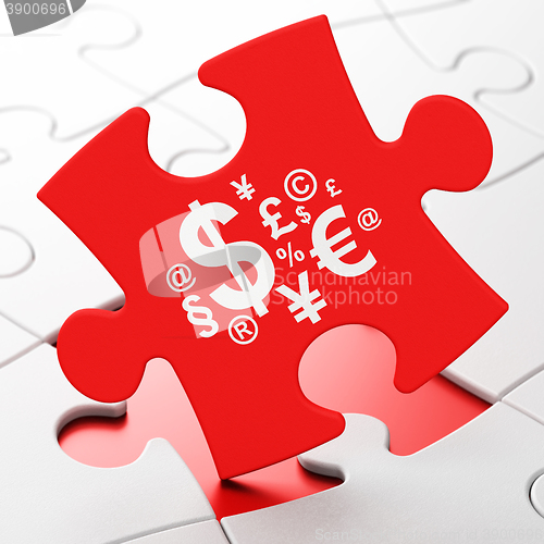 Image of Finance concept: Finance Symbol on puzzle background