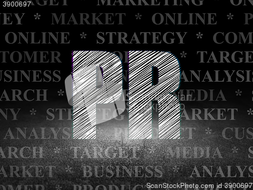 Image of Advertising concept: PR in grunge dark room