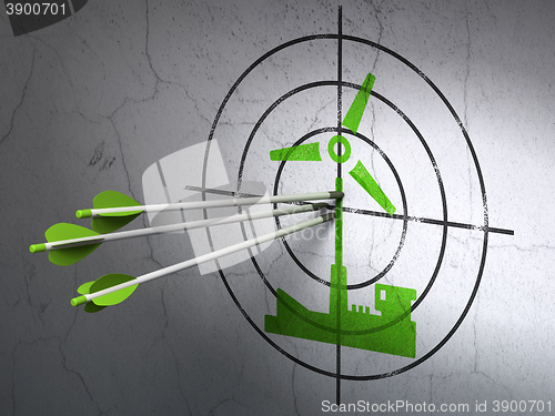 Image of Industry concept: arrows in Windmill target on wall background