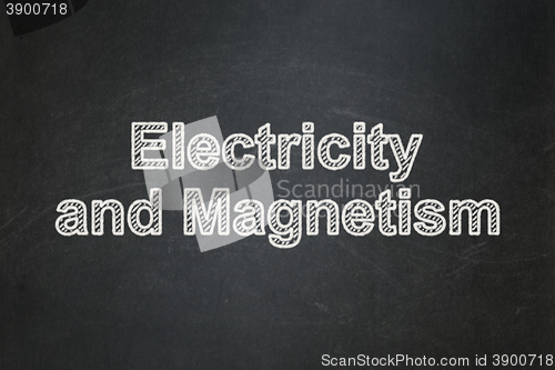 Image of Science concept: Electricity And Magnetism on chalkboard background