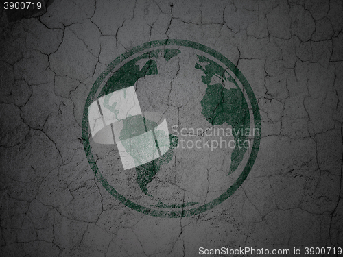 Image of Studying concept: Globe on grunge wall background