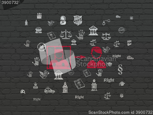 Image of Law concept: Criminal Freed on wall background