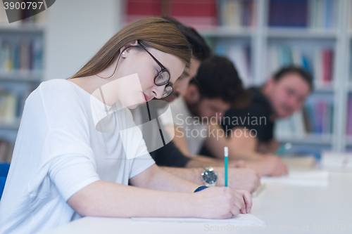 Image of group of students study together in classroom