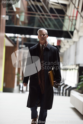 Image of handsome senior business man walking