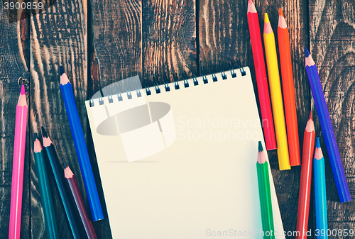 Image of Note and pencils