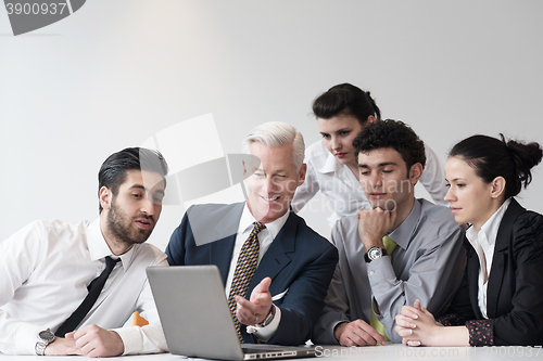 Image of business people group on meeting at modern startup office