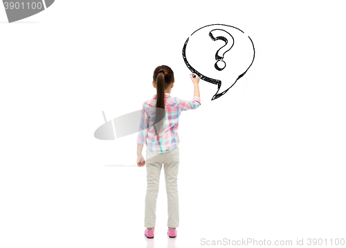 Image of little girl with marker drawing question mark