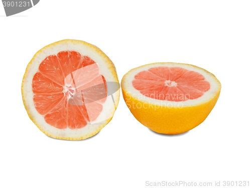 Image of Grapefruit halves on white
