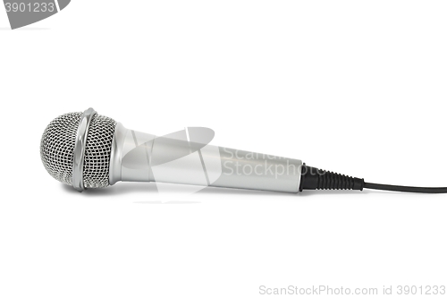 Image of Silver microphone on white