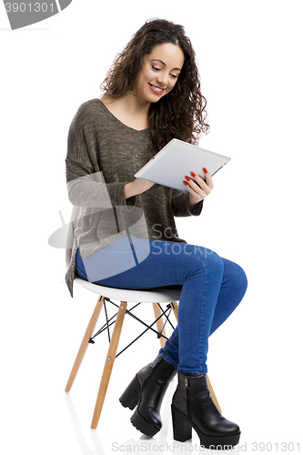 Image of Woman working with a tablet