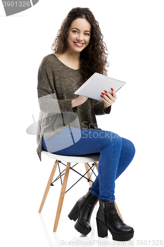 Image of Woman working with a tablet