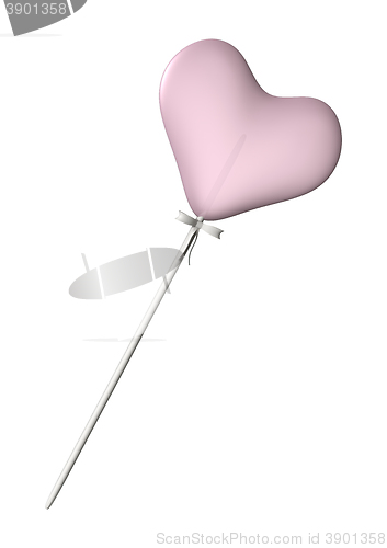 Image of 3D Illustration Lollipop Heart on White