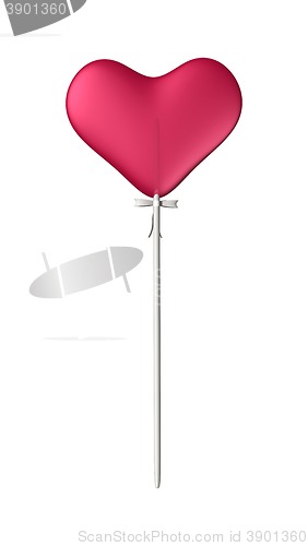 Image of 3D Illustration Lollipop Red Heart on White