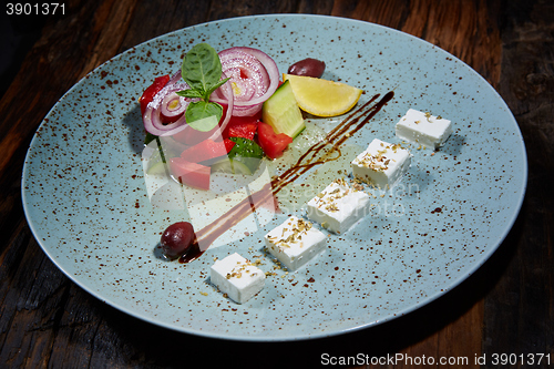 Image of Fresh Greek salad in a bowl,