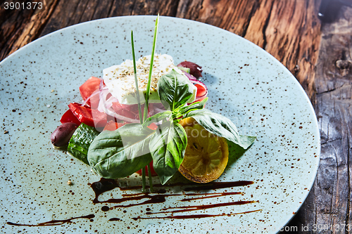 Image of Fresh Greek salad in a bowl,