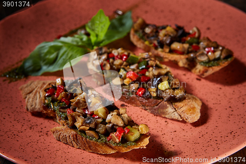 Image of Italian bruschetta with grilled vegetables 