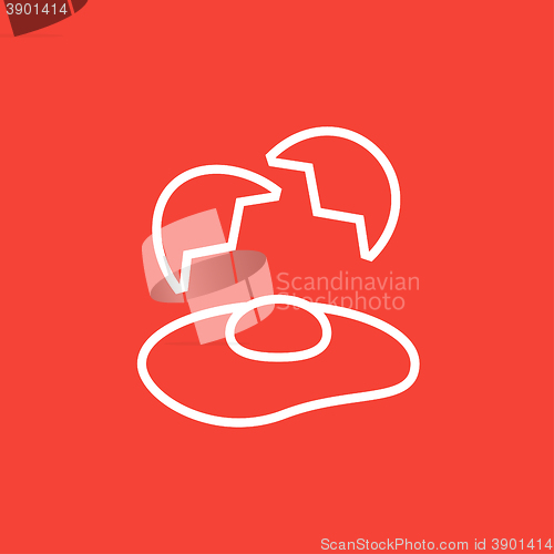 Image of Broken egg and shells line icon.