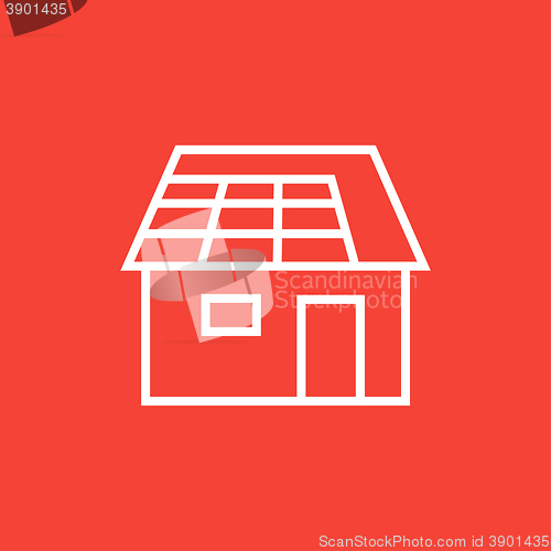 Image of House with solar panel line icon.