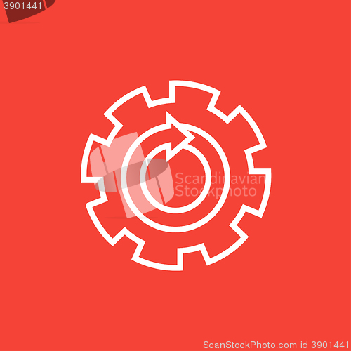 Image of Gear wheel with arrow line icon.