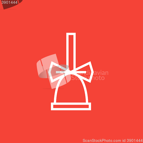 Image of School bell with ribbon line icon.