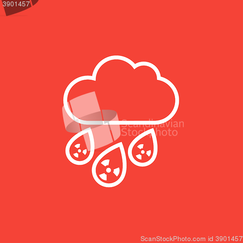 Image of Radioactive cloud and rain line icon.