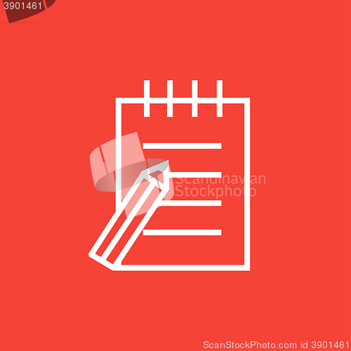 Image of Writing pad and pen line icon.