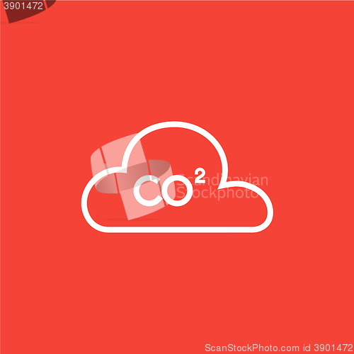 Image of CO2 sign in cloud line icon.