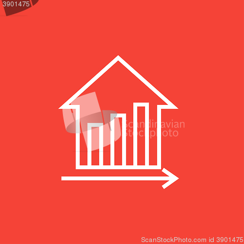 Image of Graph of real estate prices growth line icon.