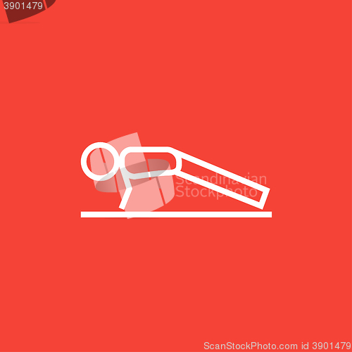 Image of Man making push ups line icon.