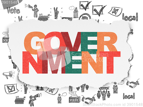 Image of Political concept: Government on Torn Paper background