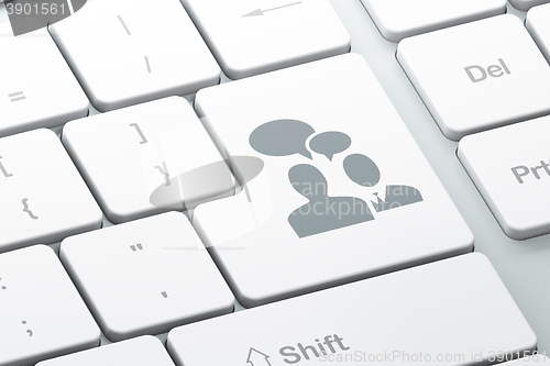 Image of Finance concept: Business Meeting on computer keyboard background