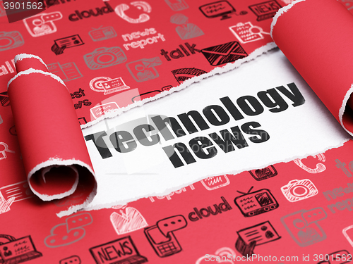 Image of News concept: black text Technology News under the piece of  torn paper