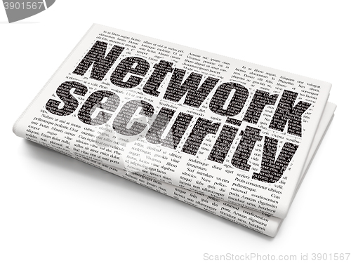 Image of Privacy concept: Network Security on Newspaper background