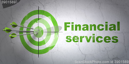 Image of Currency concept: target and Financial Services on wall background