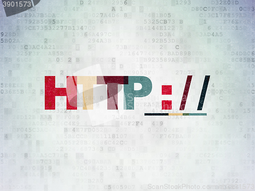 Image of Web development concept: Http : / / on Digital Data Paper background