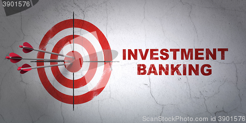 Image of Money concept: target and Investment Banking on wall background