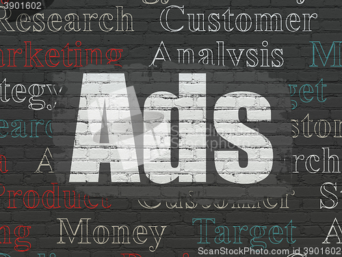 Image of Marketing concept: Ads on wall background