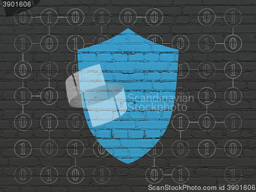 Image of Security concept: Shield on wall background