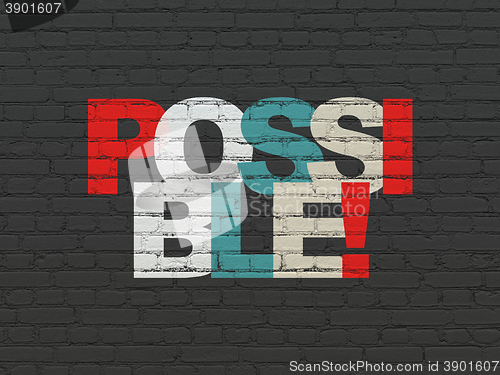 Image of Business concept: Possible! on wall background