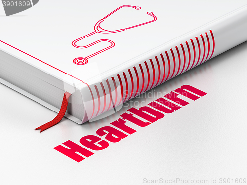 Image of Healthcare concept: book Stethoscope, Heartburn on white background