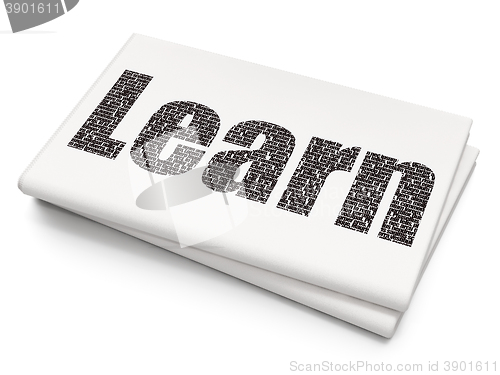 Image of Education concept: Learn on Blank Newspaper background