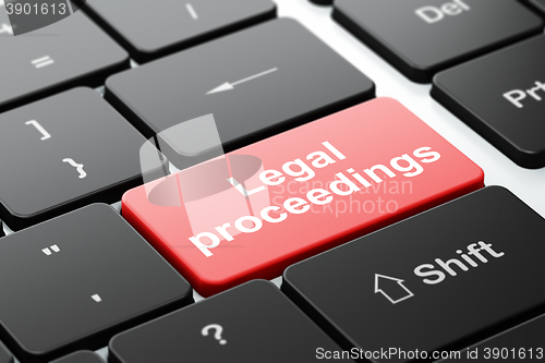 Image of Law concept: Legal Proceedings on computer keyboard background