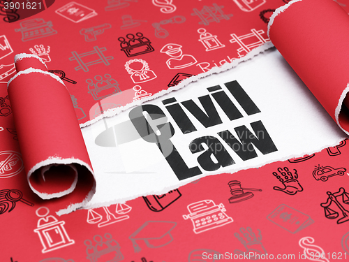 Image of Law concept: black text Civil Law under the piece of  torn paper