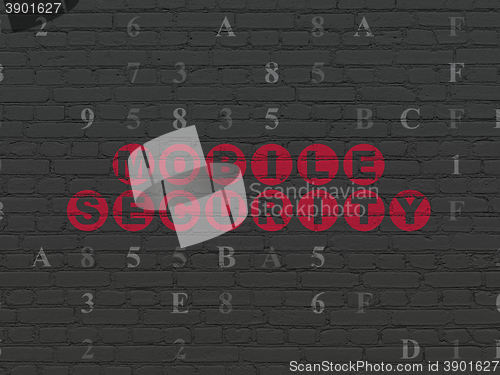 Image of Security concept: Mobile Security on wall background