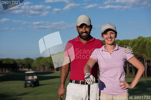 Image of portrait of couple on golf course